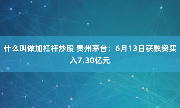 什么叫做加杠杆炒股 贵州茅台：6月13日获融资买入7.30亿元